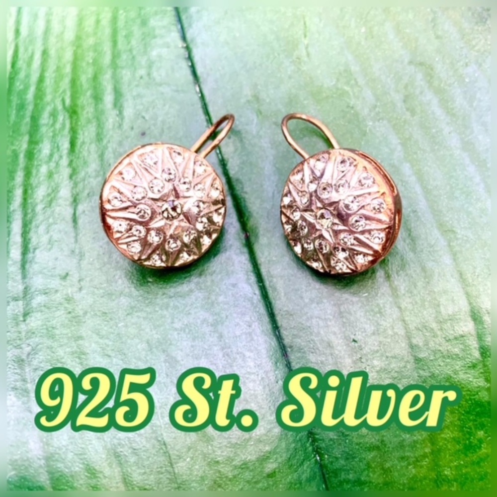 NWT 925 ST SILVER ANTIQUE STYLE HOOK CZ EARRINGS